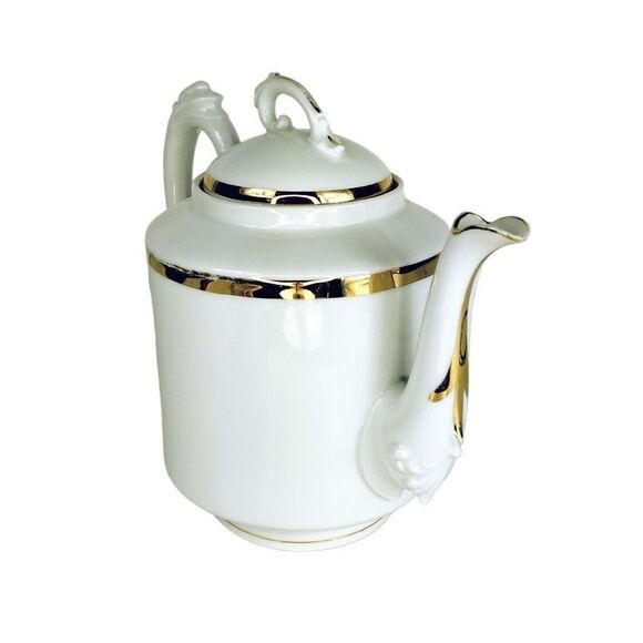 Circa 1800s D&C France Limoges Fine Porcelain 24kt Gold Gilt Trim Antique Teapot - Picture 1 of 11